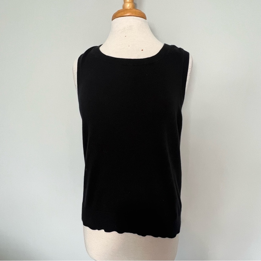 Talbots Black Pima Cotton Pullover Sweater Vest Size L